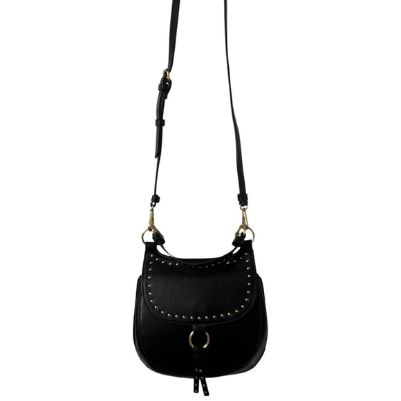 Zara NWOT vegan leather saddle bag black - Picture 1 of 6